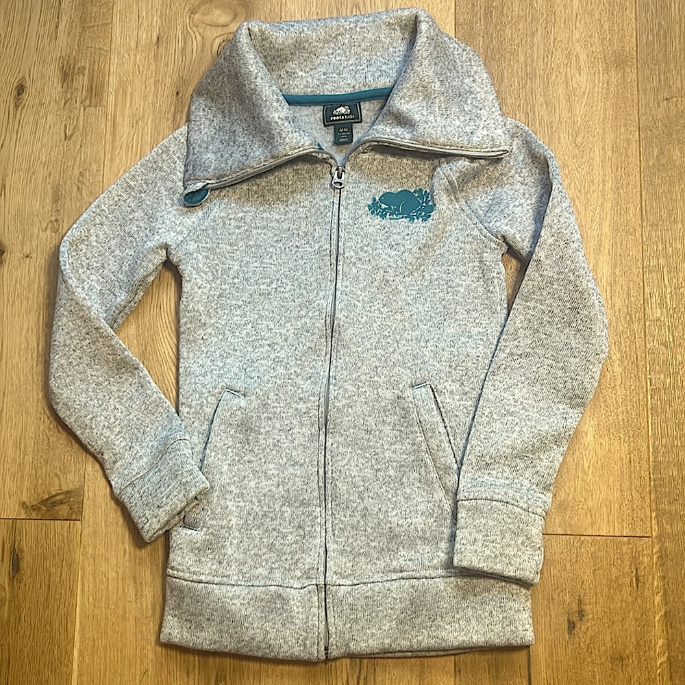 Roots gray zip up sweatshirt jacket size 7/8